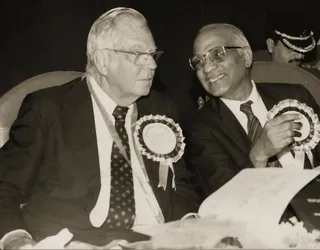 Dr. P. Siva Reddy with Dr. A. Edward Maumenee of the Wilmer Eye Institute